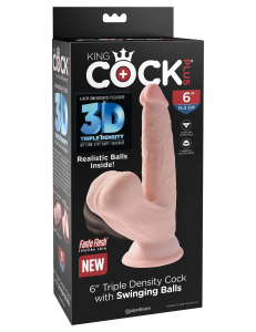 Фаллоимитатор с подвижной мошонкой King Cock Plus 6